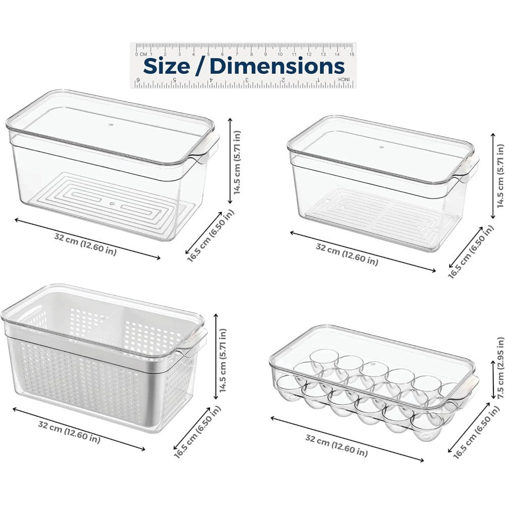 4-Pack Refrigerator Organizer Bins with Lids