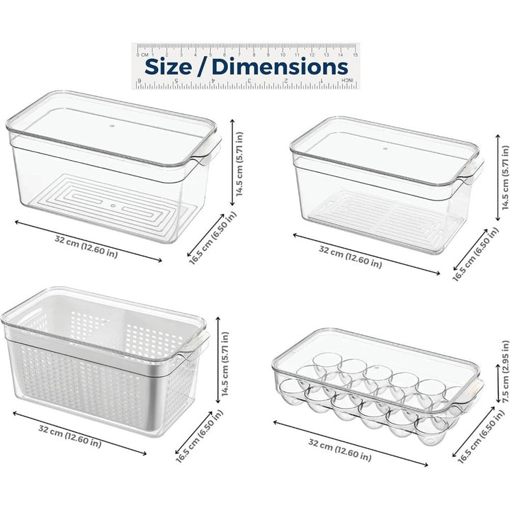 4-Pack Refrigerator Organizer Bins with Lids