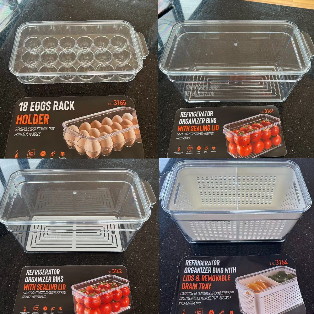 4-Pack Refrigerator Organizer Bins with Lids