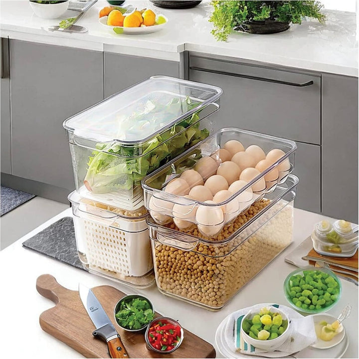 4-Pack Refrigerator Organizer Bins with Lids