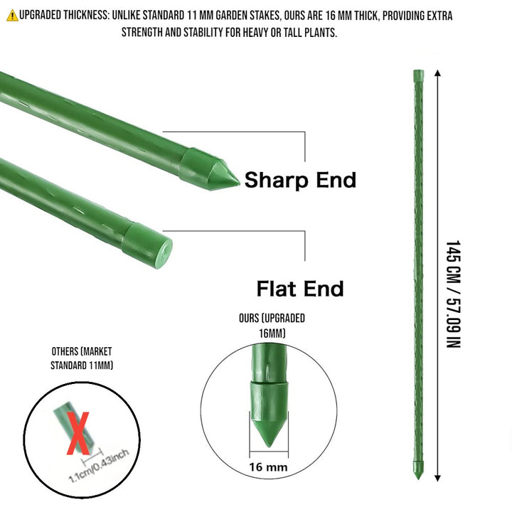 10pcs 16mm¡Á1.45m Plastic Coated Metal Garden Stakes
