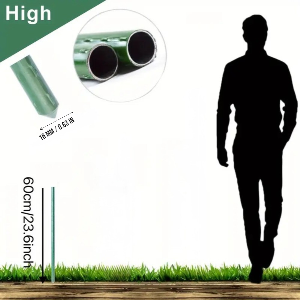 10pcs 16mm×60CM Plastic Coated Metal Garden Stakes