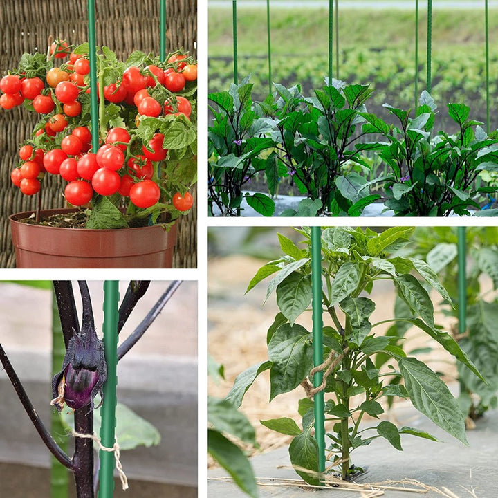 10pcs 16mm×60CM Plastic Coated Metal Garden Stakes