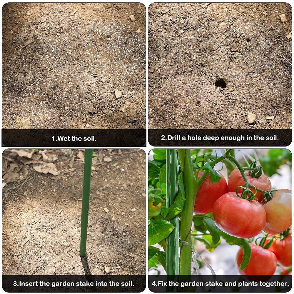 10pcs 16mm×150CM Plastic Coated Metal Garden Stakes