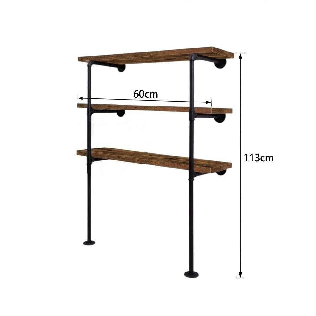 3 Tier DIY Industrial Pipe Shelf 60CM