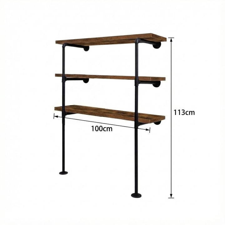 3 Tier DIY Industrial Pipe Shelf 100CM