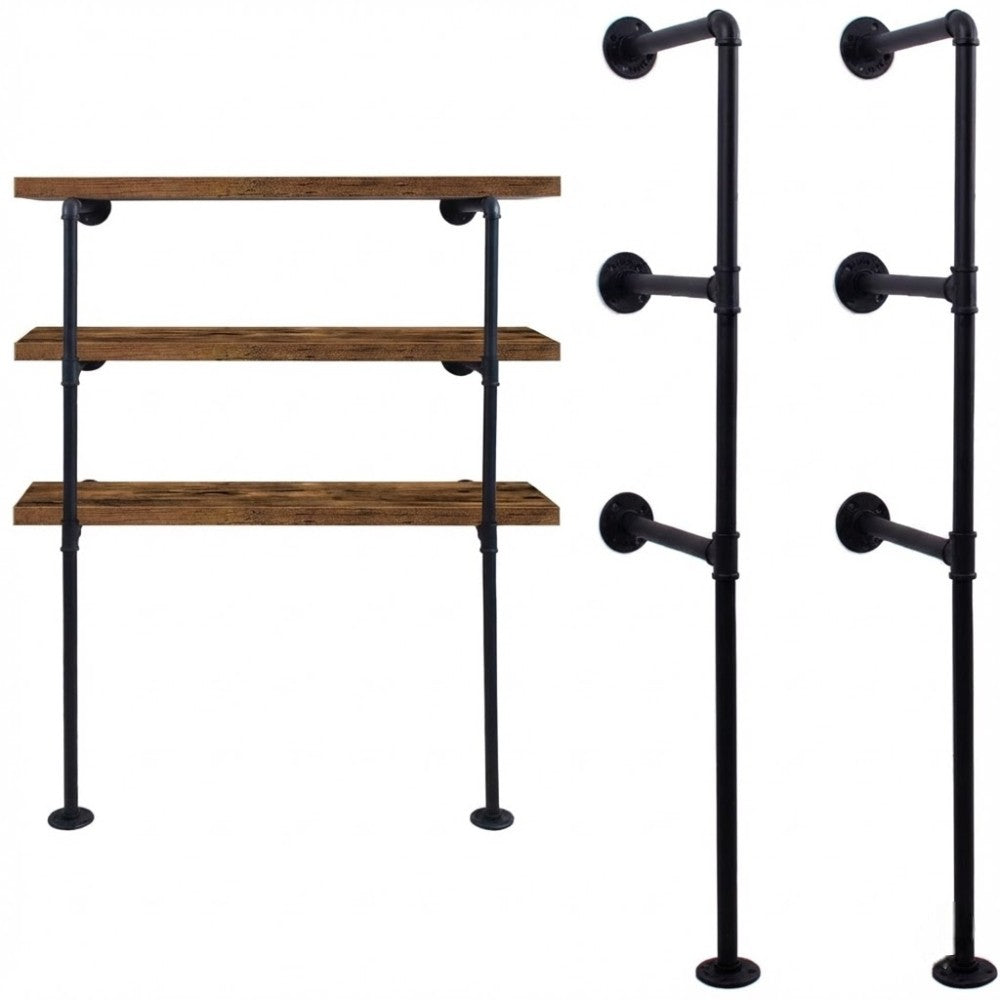 3 Tier DIY Industrial Pipe Shelf 100CM