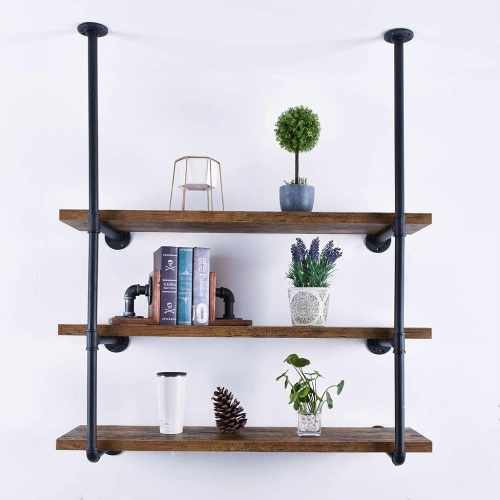 3 Tier DIY Industrial Pipe Shelf 100CM