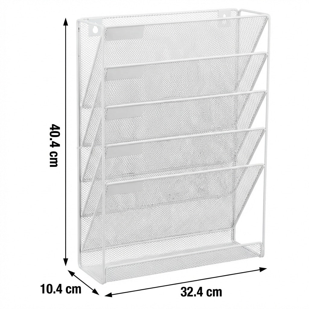 6 Tier Mesh File Organizer - White