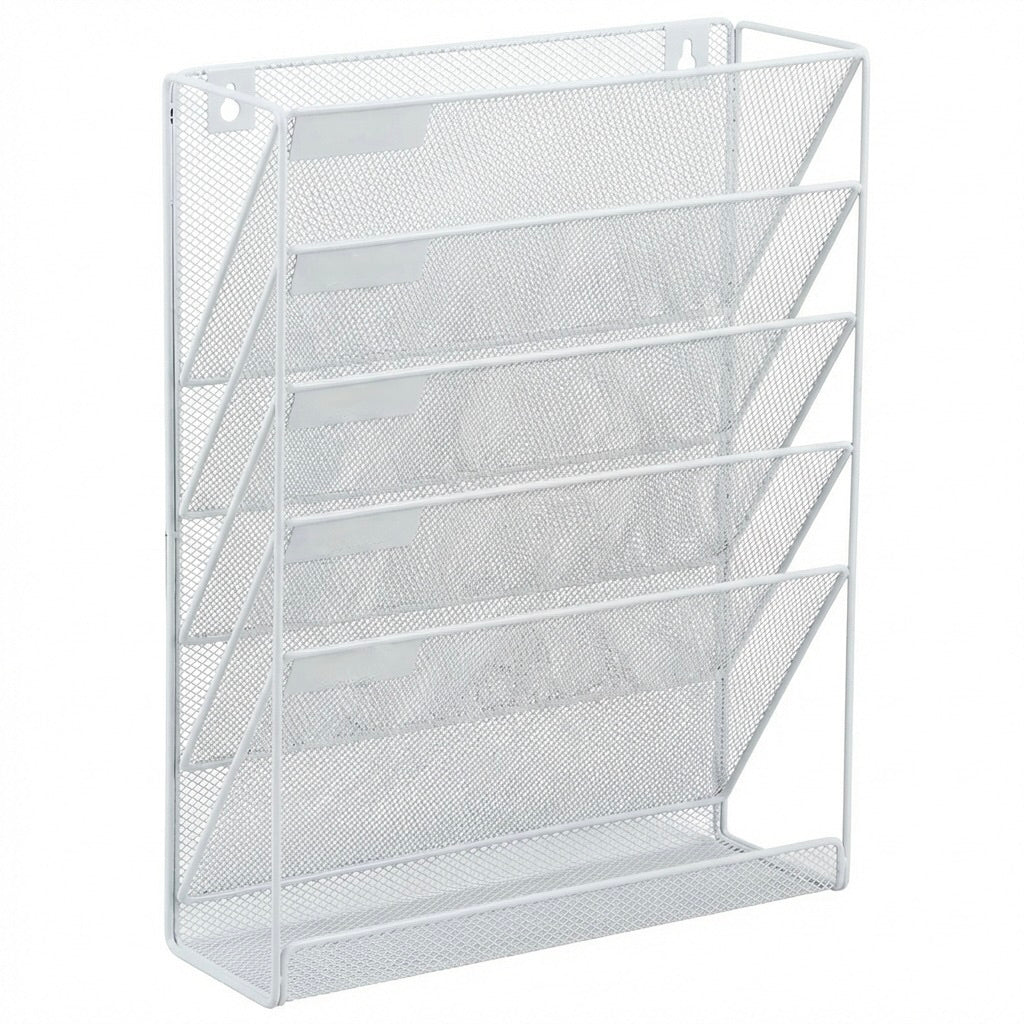 6 Tier Mesh File Organizer - White