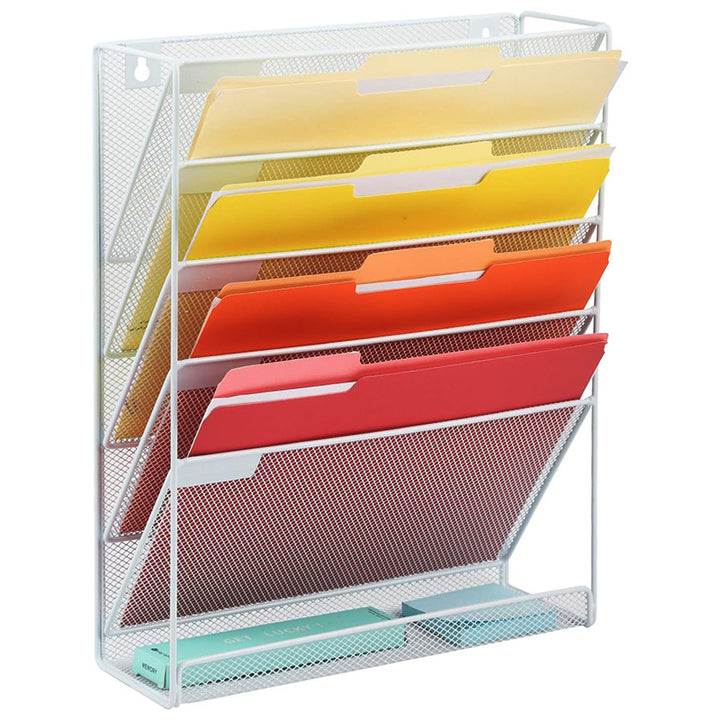 6 Tier Mesh File Organizer - White