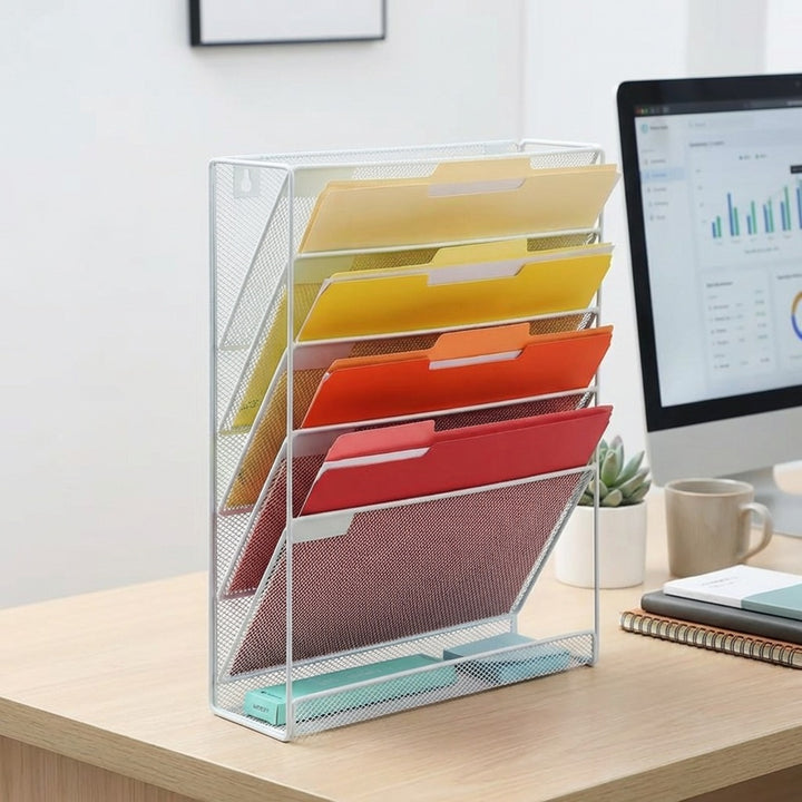6 Tier Mesh File Organizer - White