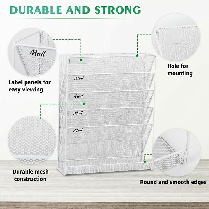 6 Tier Mesh File Organizer - White