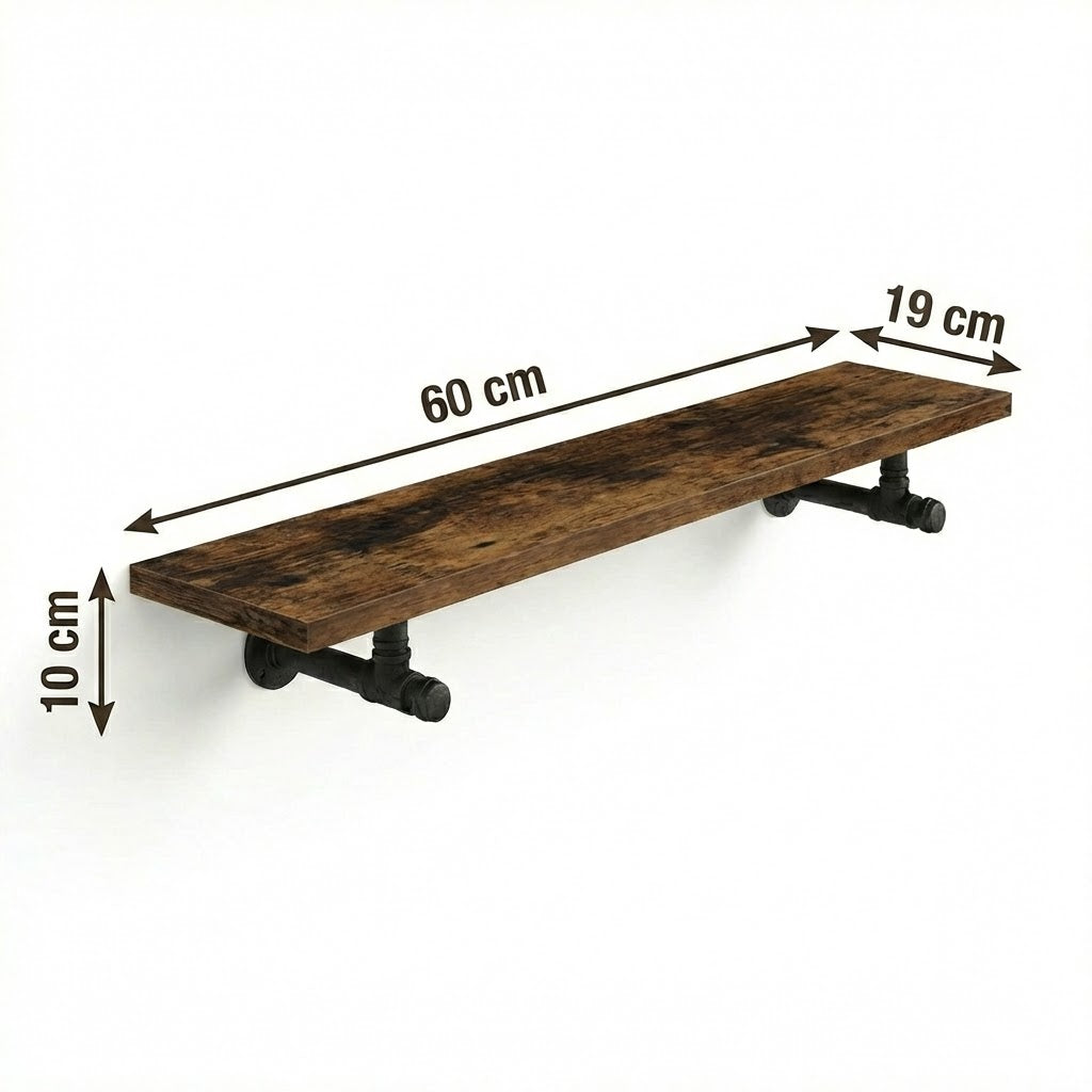 2 Pack Industrial Pipe Floating Shelves - 60CM