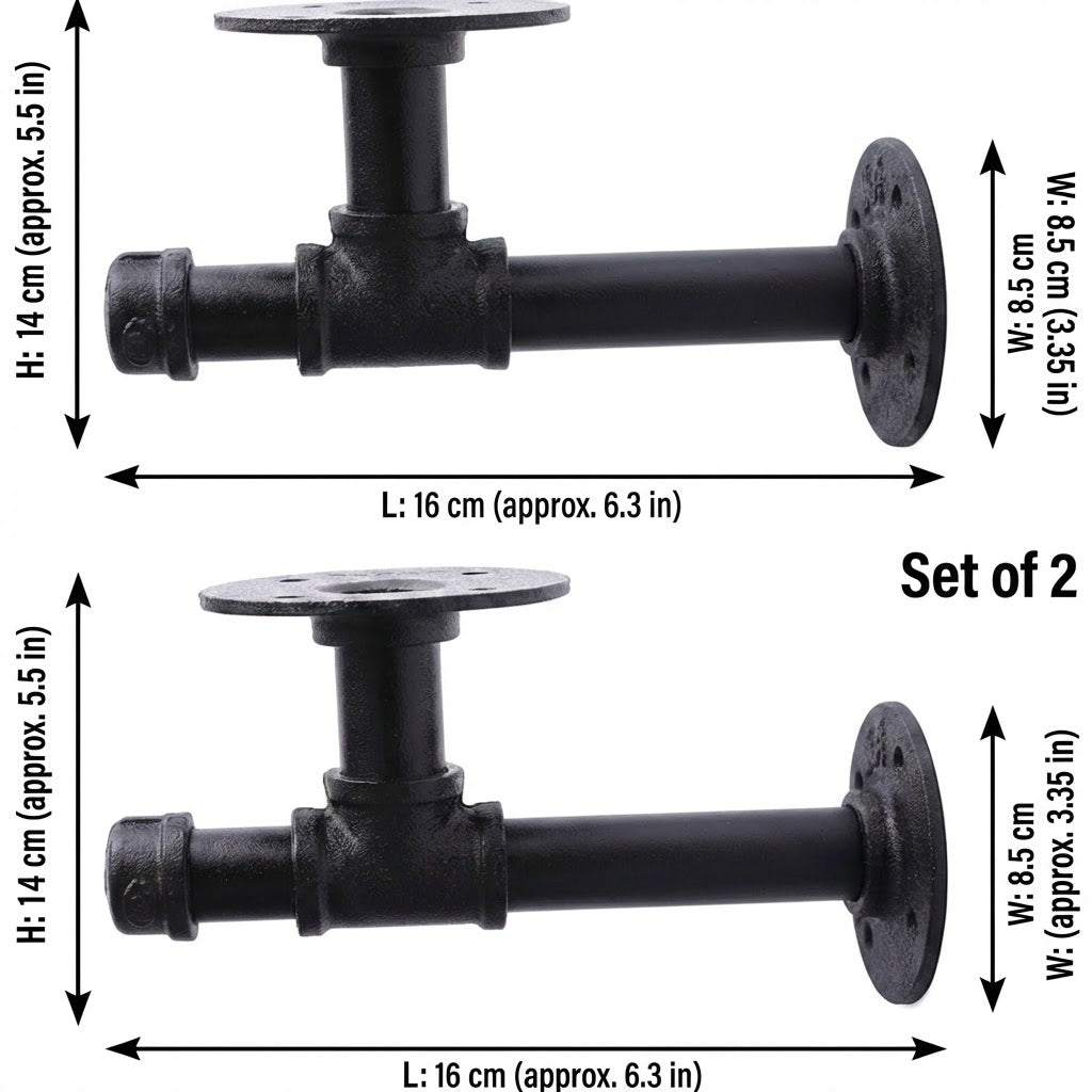 2 Pack Industrial Pipe Floating Shelves - 60CM