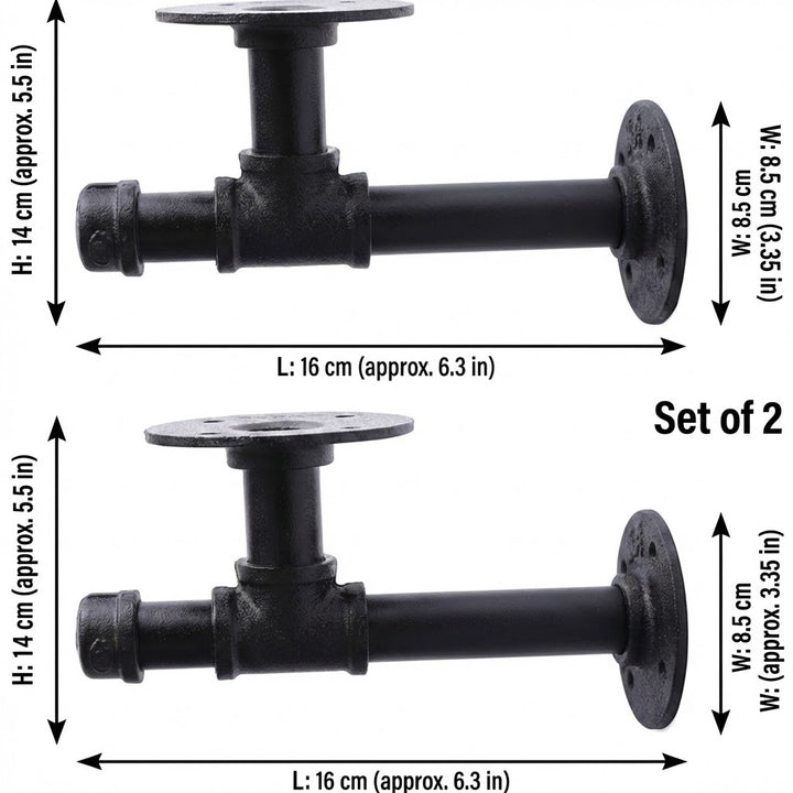 2 Pack Industrial Pipe Floating Shelves - 60CM