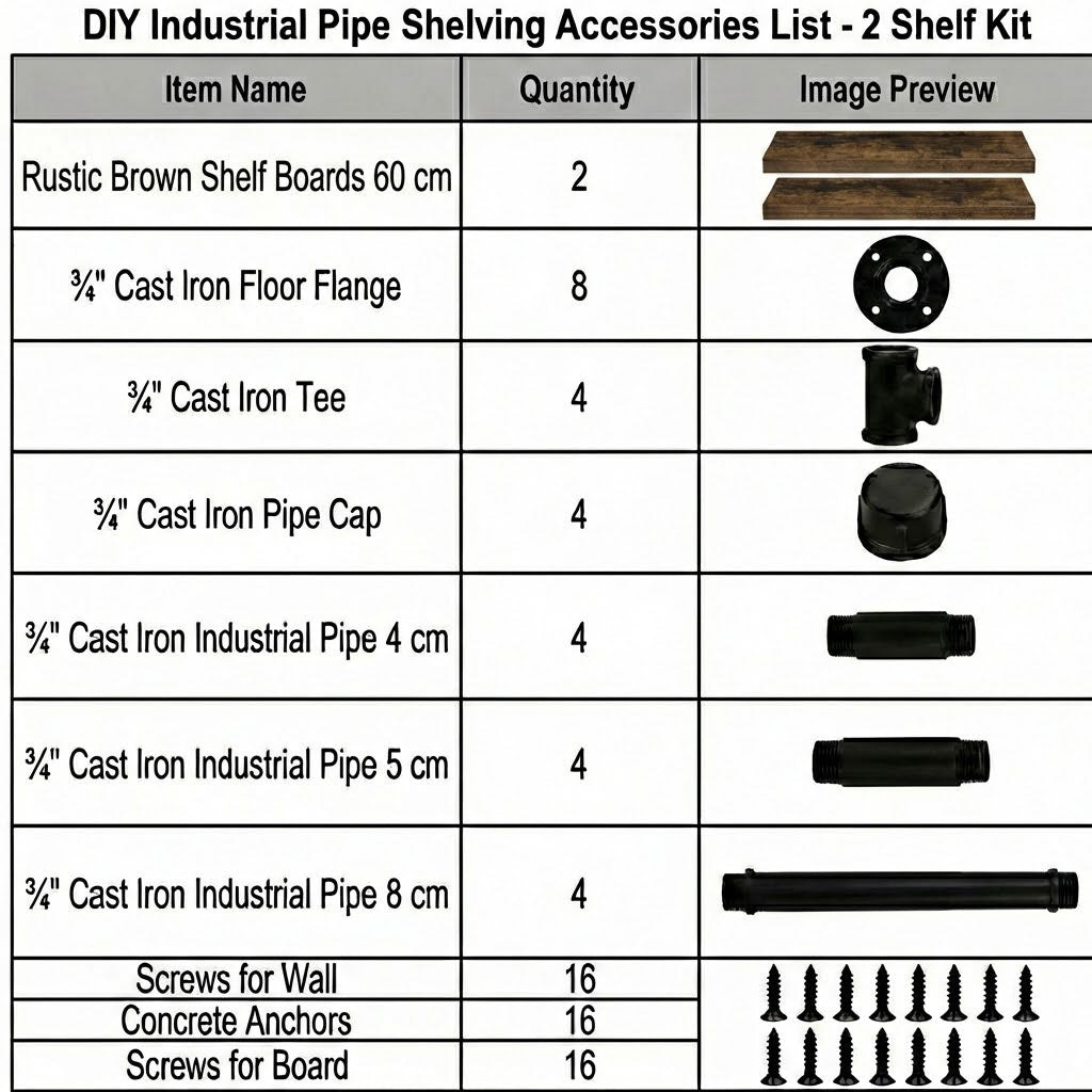 2 Pack Industrial Pipe Floating Shelves - 60CM
