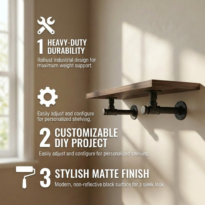 2 Pack Industrial Pipe Floating Shelves 100cm Rustic Wall Mounted Storage