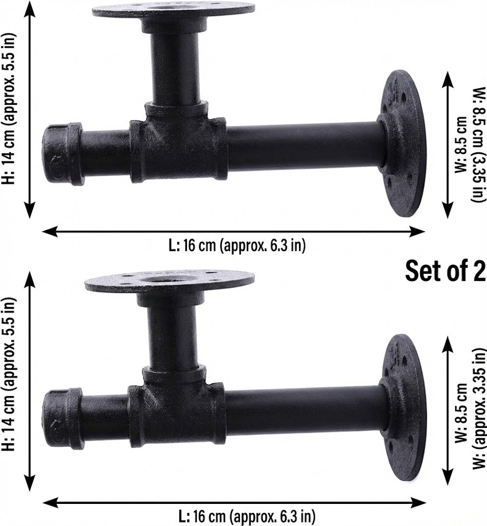 2 Pack Industrial Pipe Floating Shelves - 100CM