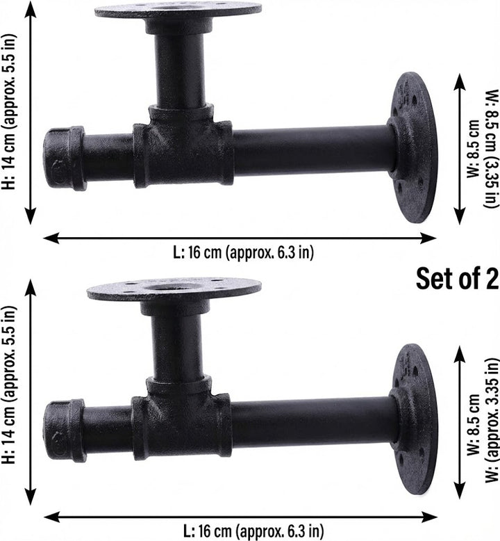 2 Pack Industrial Pipe Floating Shelves 100cm Rustic Wall Mounted Storage