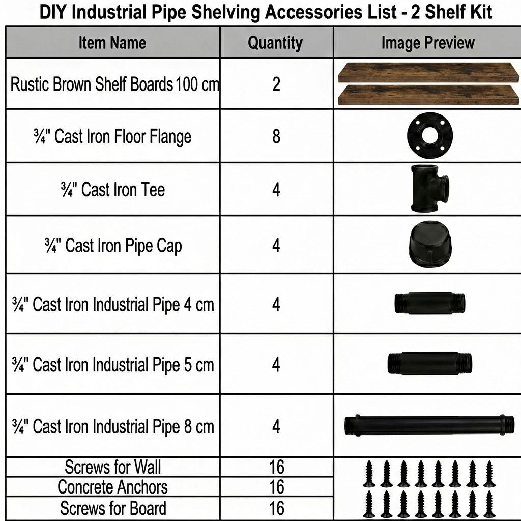 2 Pack Industrial Pipe Floating Shelves 100cm Rustic Wall Mounted Storage