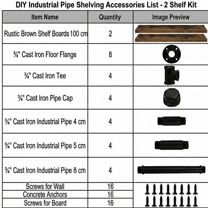 2 Pack Industrial Pipe Floating Shelves 100cm Rustic Wall Mounted Storage