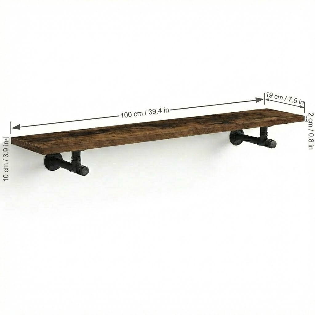 2 Pack Industrial Pipe Floating Shelves - 100CM