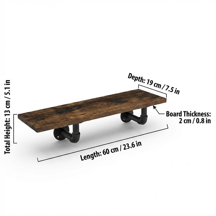 2 Pack Industrial Pipe Wall Shelf Decorative Floating Bookshelf - 60CM
