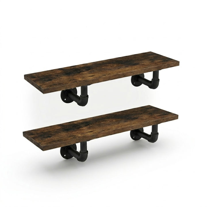 2 Pack Industrial Pipe Wall Shelf Decorative Floating Bookshelf - 60CM