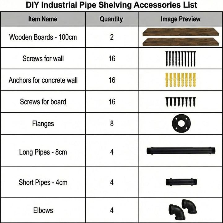 2 Pack Industrial Pipe Wall Shelf Decorative Floating Bookshelf - 100CM