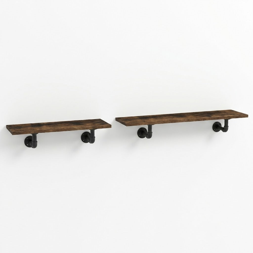 2 Pack Industrial Pipe Wall Shelf Decorative Floating Bookshelf - 100CM