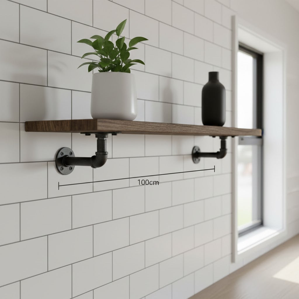 2 Pack Industrial Pipe Wall Shelf Decorative Floating Bookshelf - 100CM
