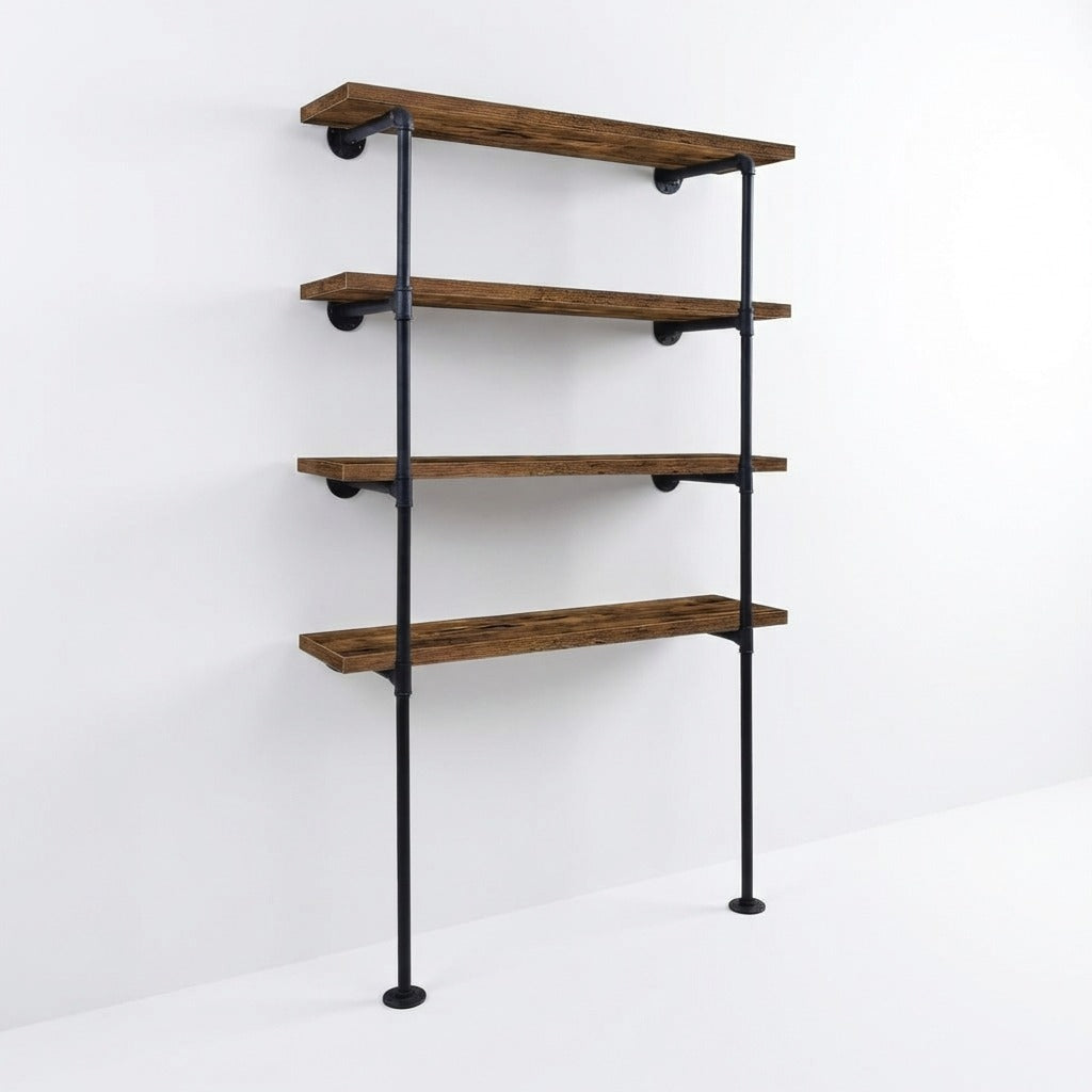 4 Tier Industrial Pipe Bookshelf Storage Display Rack 148cm x 60cm