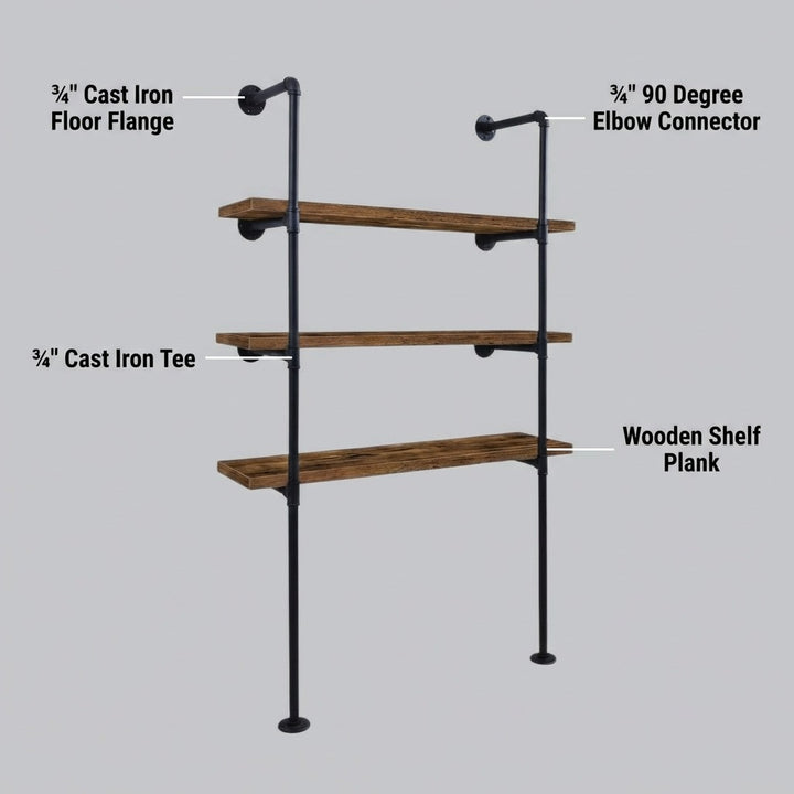 4 Tier Industrial Pipe Bookshelf Storage Display Rack 148cm x 100cm