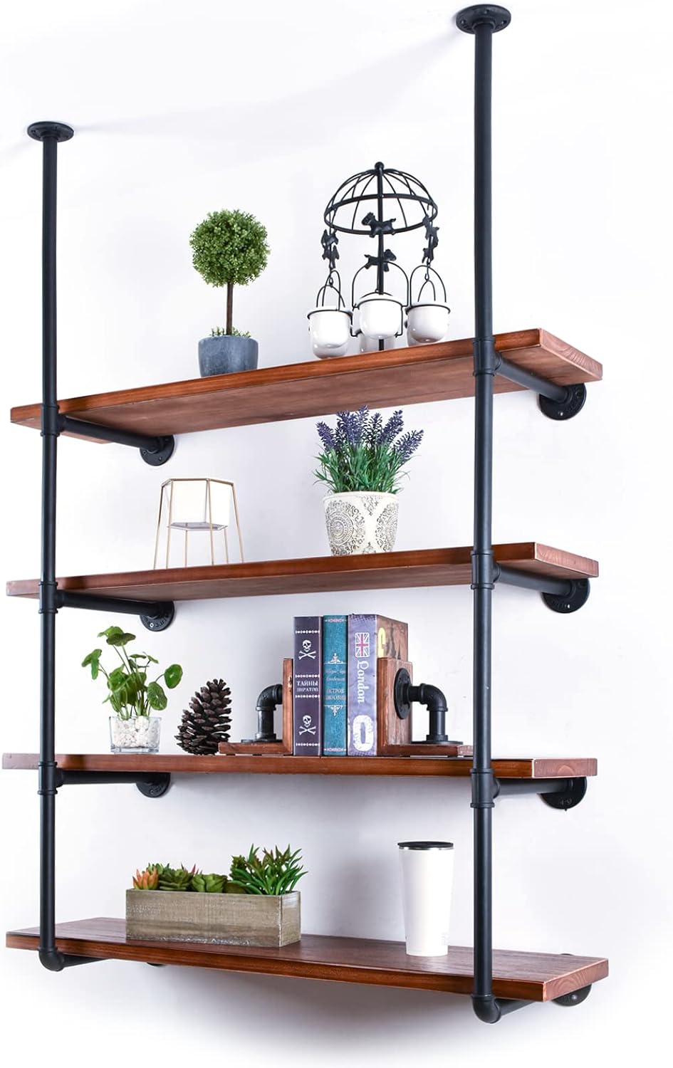 4 Tier Industrial Pipe Bookshelf Storage Display Rack 148cm x 100cm