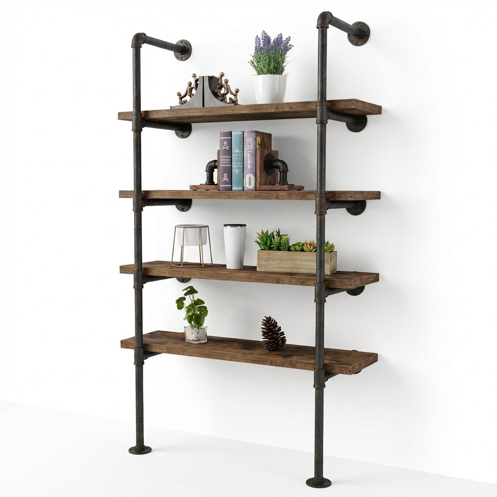 5 Tier Industrial Pipe Bookshelf Storage Display Rack 180cm x 60cm