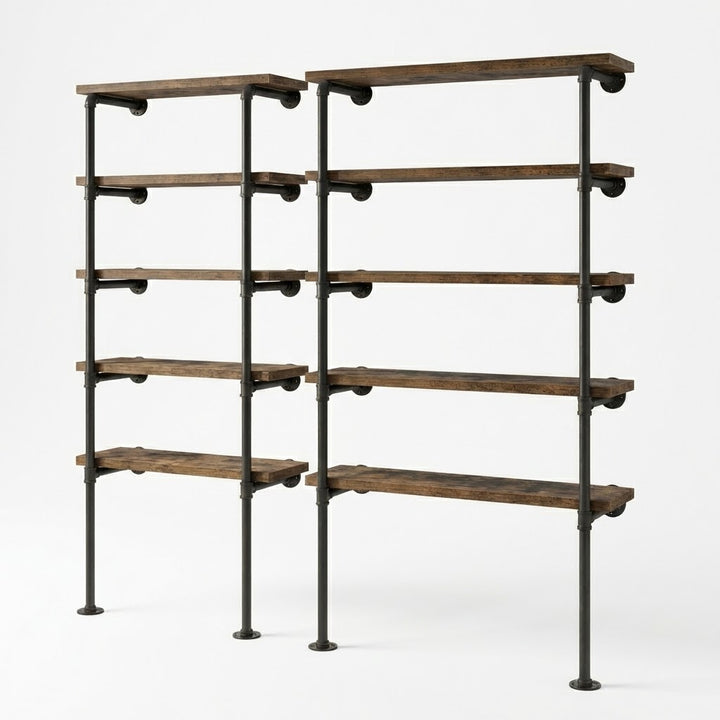 5 Tier Industrial Pipe Bookshelf Storage Display Rack 180cm x 100cm