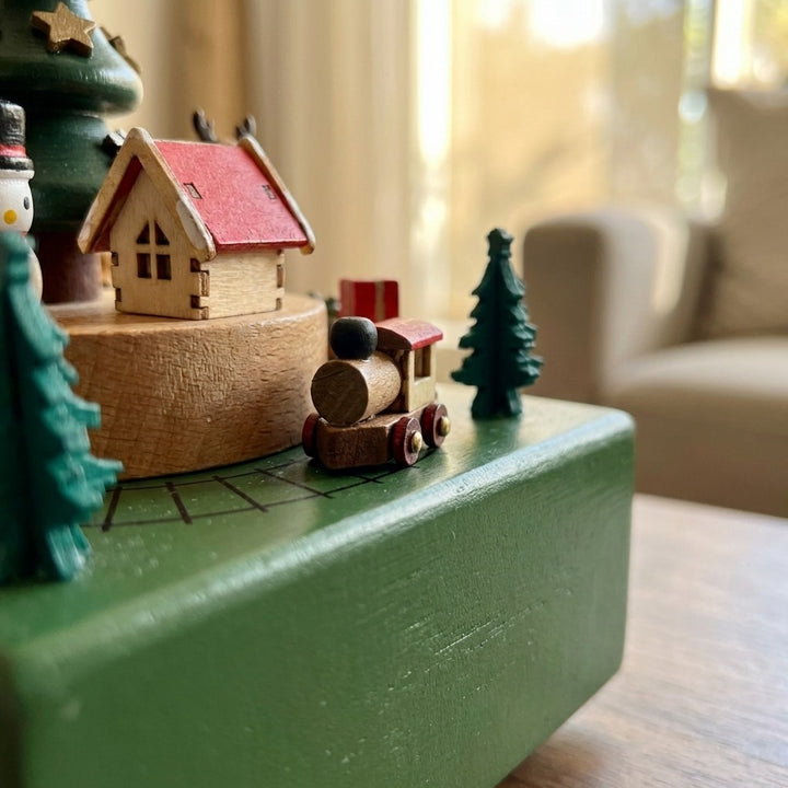 Wooden Christmas Tree Musical Box
