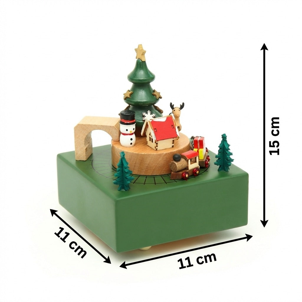 Wooden Christmas Tree Musical Box