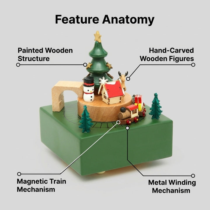 Wooden Christmas Tree Musical Box
