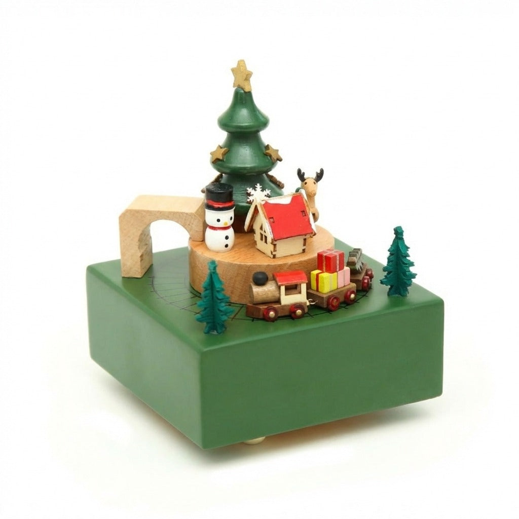 Wooden Christmas Tree Musical Box