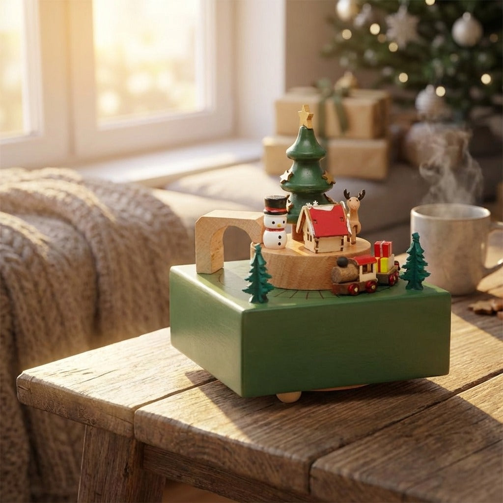 Wooden Christmas Tree Musical Box