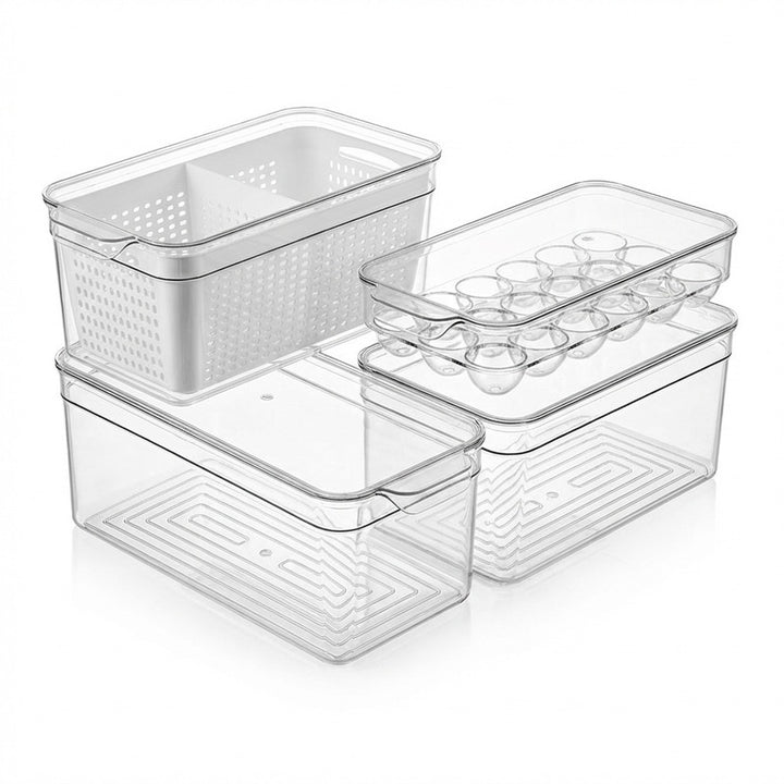 4-Piece Clear Refrigerator Organizer Set