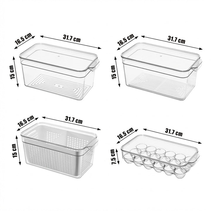 4-Piece Clear Refrigerator Organizer Set