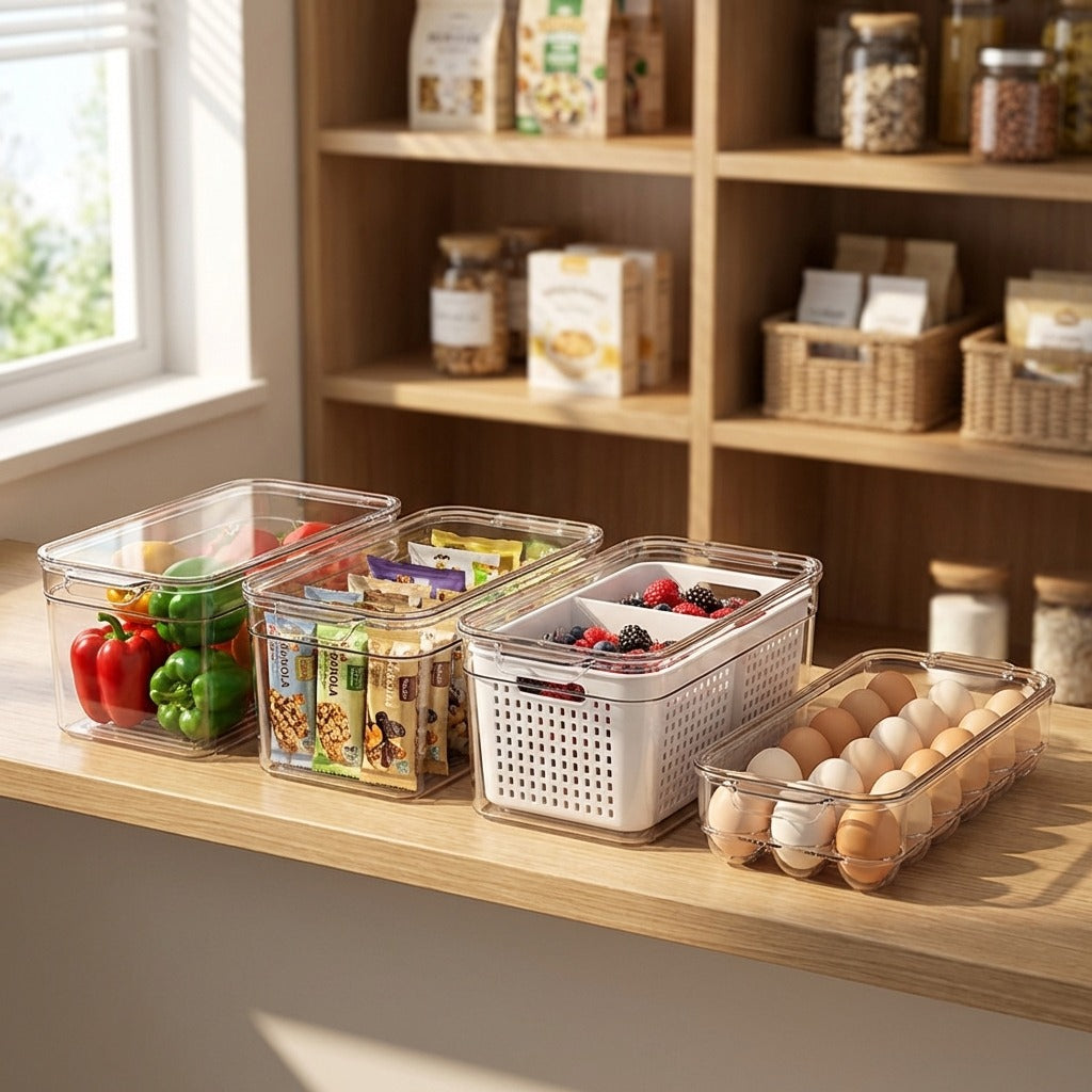 4-Piece Clear Refrigerator Organizer Set