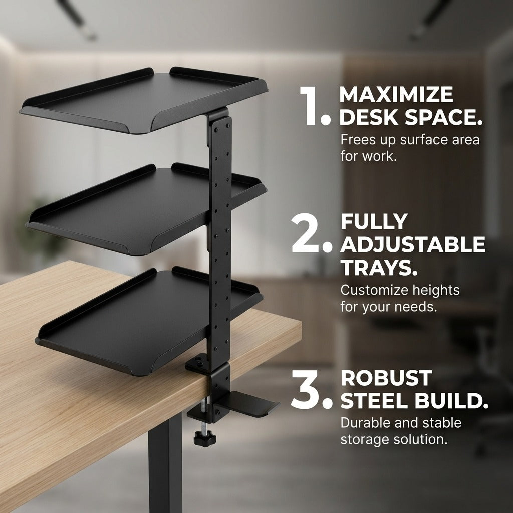 Clamp On Desk Shelf-Black
