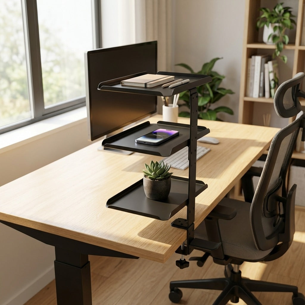 Clamp On Desk Shelf-Black