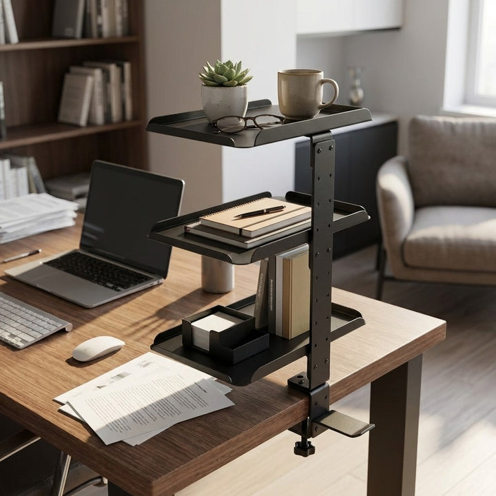 Clamp On Desk Shelf-Black