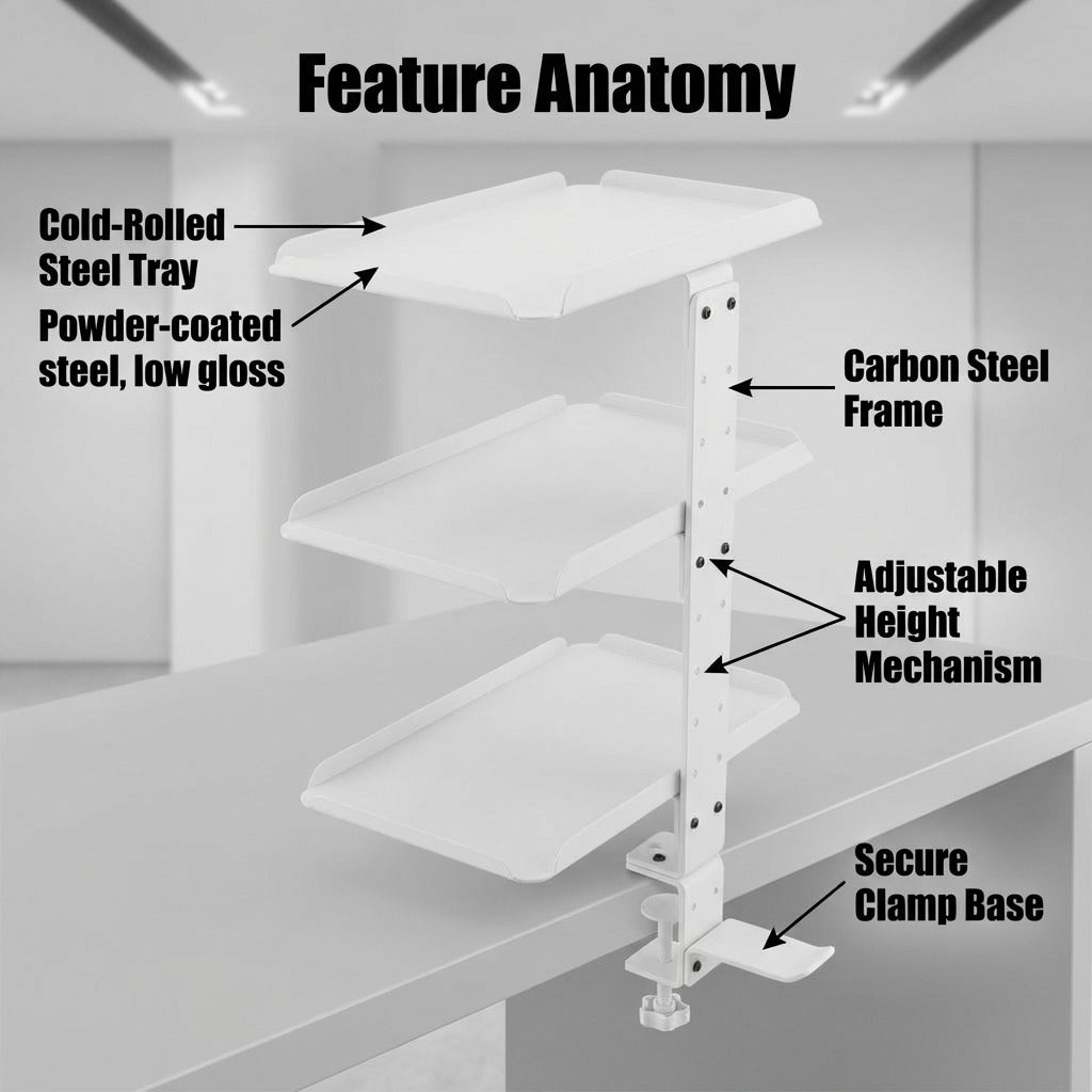 Clamp On Desk Shelf-White