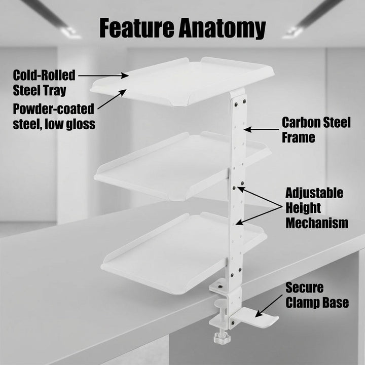 Clamp On Desk Shelf-White